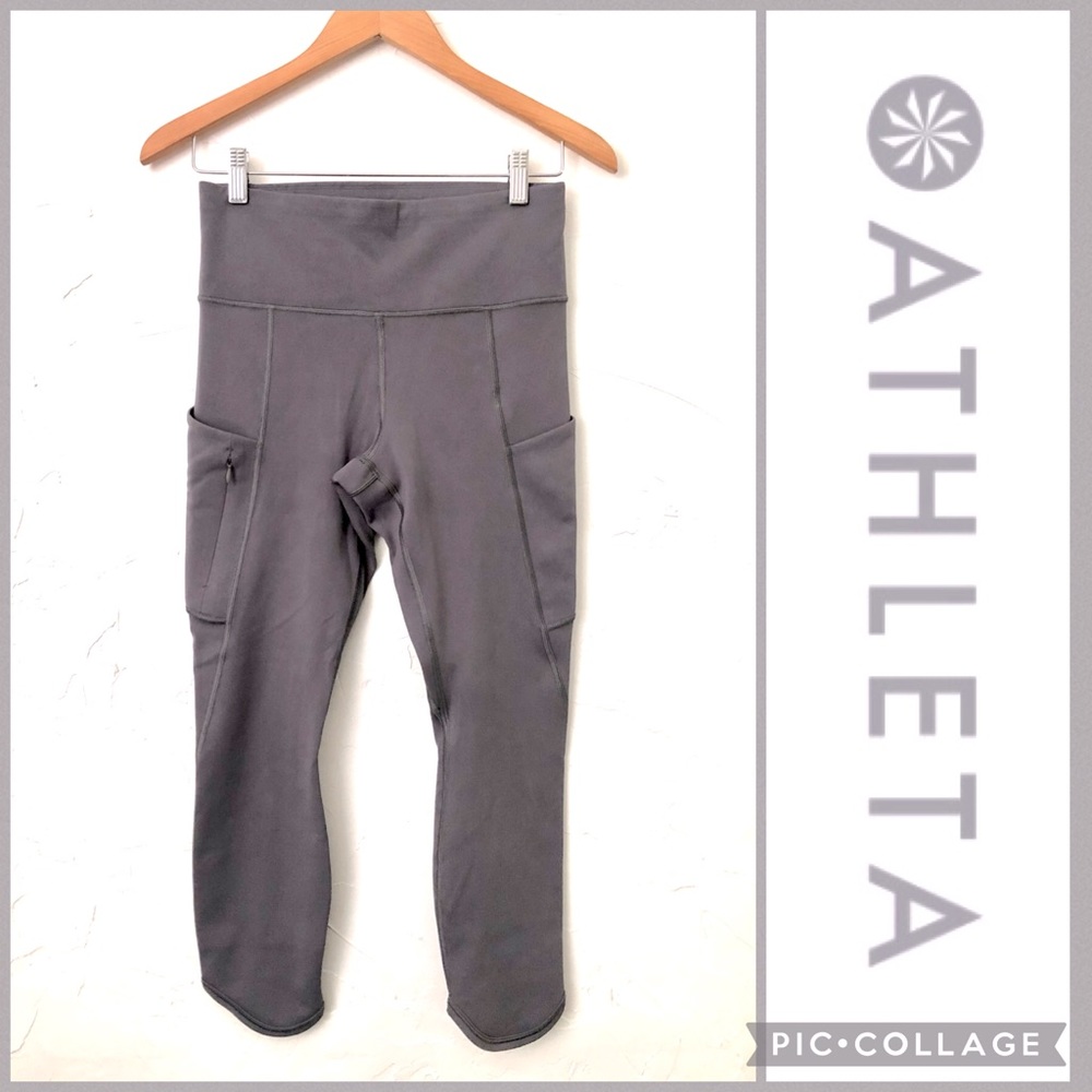 Athleta Crop Leggings Sz. S, Gray, Side Pockets